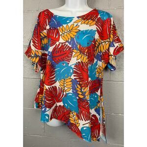 Vintage Vera Neumann Tropical Print Top, 80s Hawaiian Side Tie, M/L